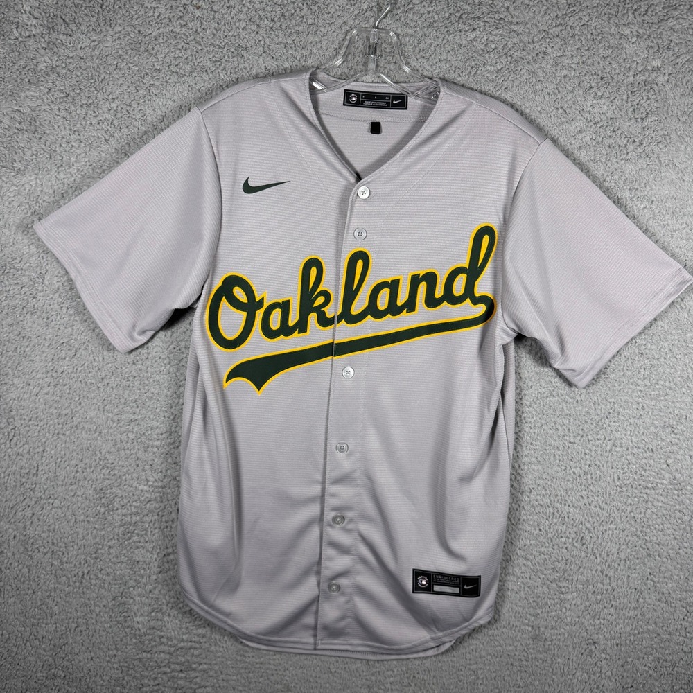 Nike Oakland Athletics MLB Baseball Jersey Gray Mens Small T770-FZGR